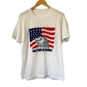 Vintage 90s Rush Tee T Shirt Single Stitch Graphic USA Bald Eagle Mens Large
